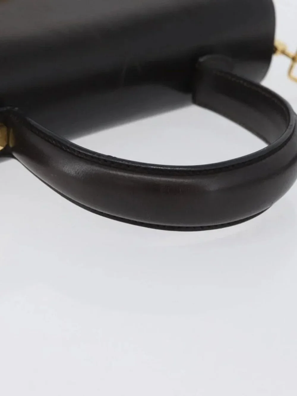 Salvatore Ferragamo Gancini Hand Bag Leather 2way Brown Gold Auth ARZ526
